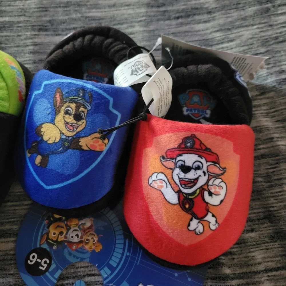 2 Sets Of Slippers Paw Patrol And Teenage Mutant Ninja Kids Boys Toddler SZ 5 6